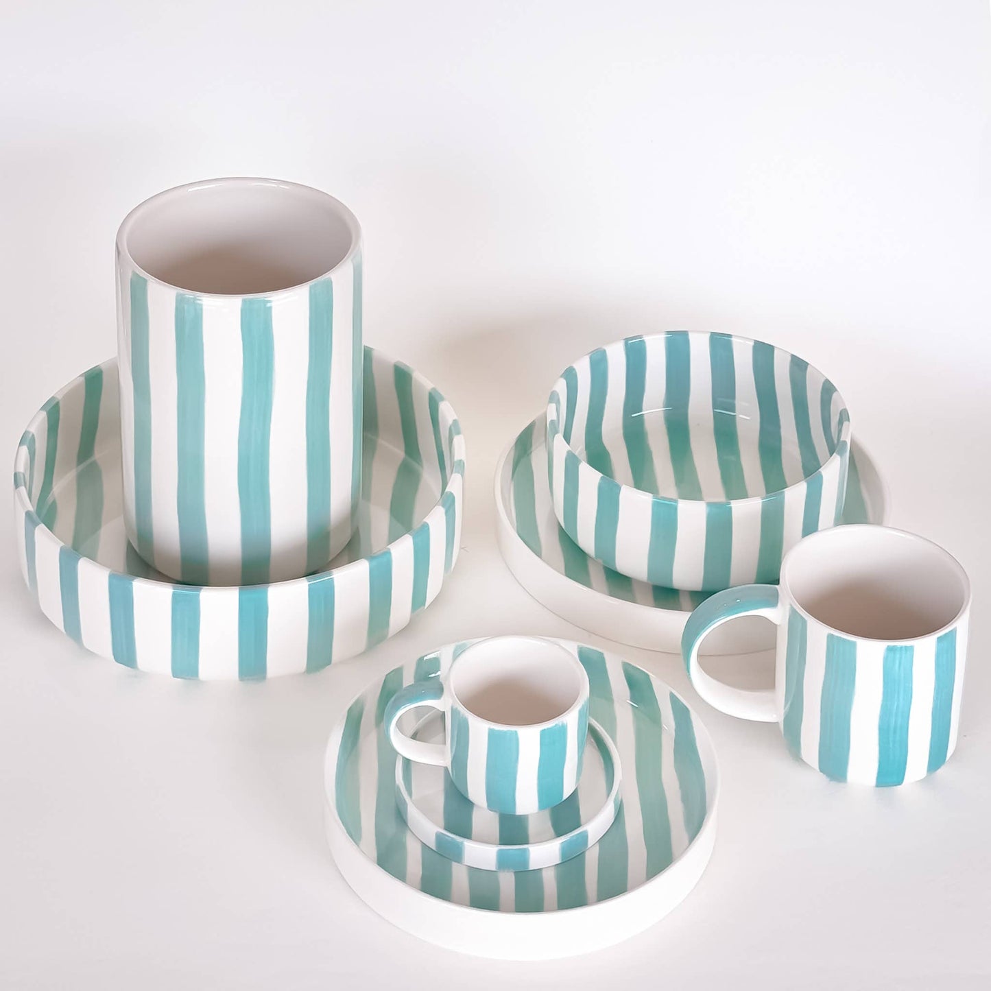 Magazin Minori - Set espressokopjes 'Amalfi Mint' (strepen)