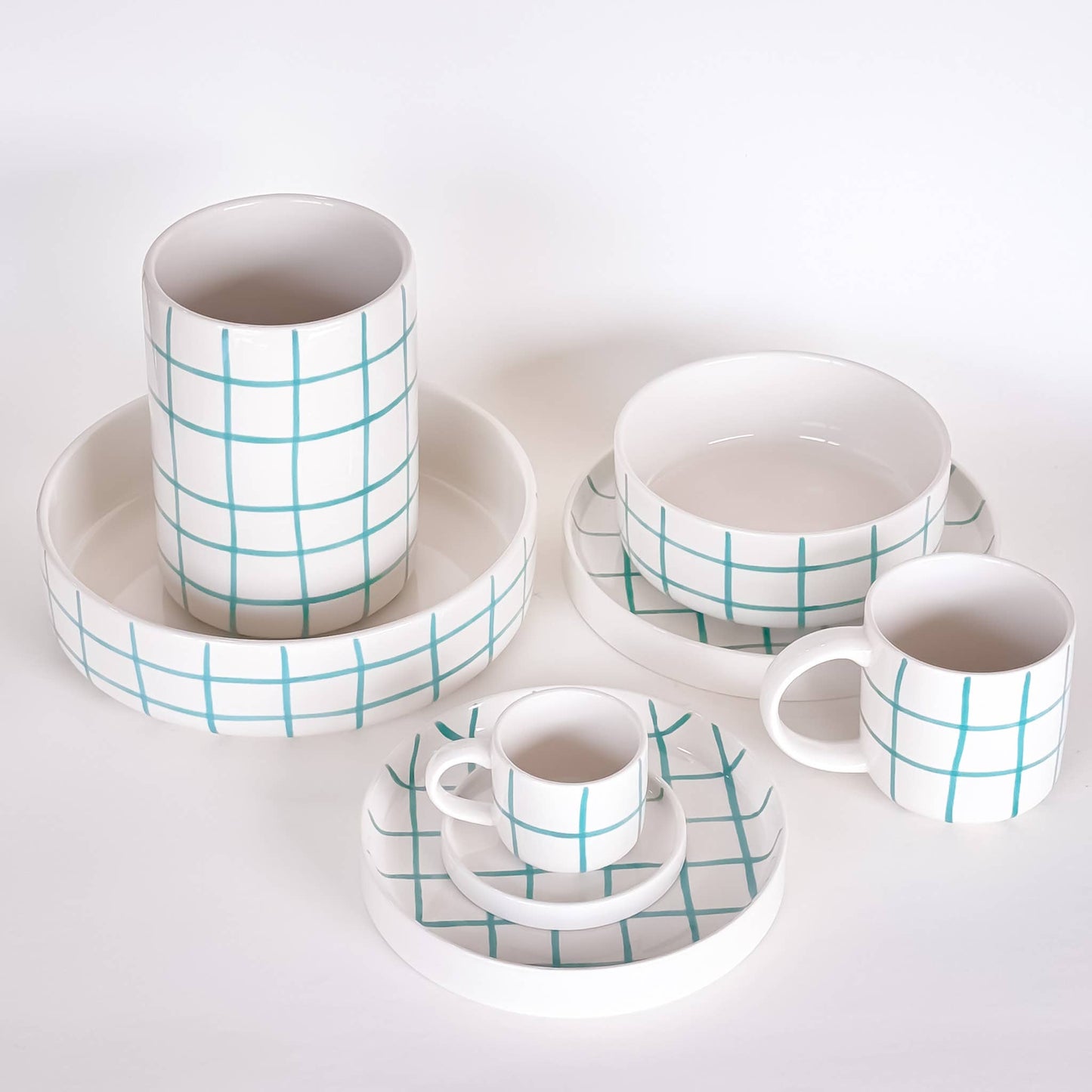 Magazin Minori - Set espressokopjes 'Amalfi Mint' (ruiten)