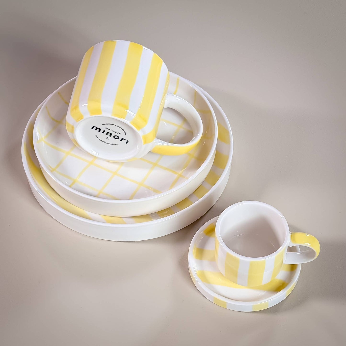 Magazin Minori - Set espressokopjes 'Spiaggia Giallo' (ruiten)