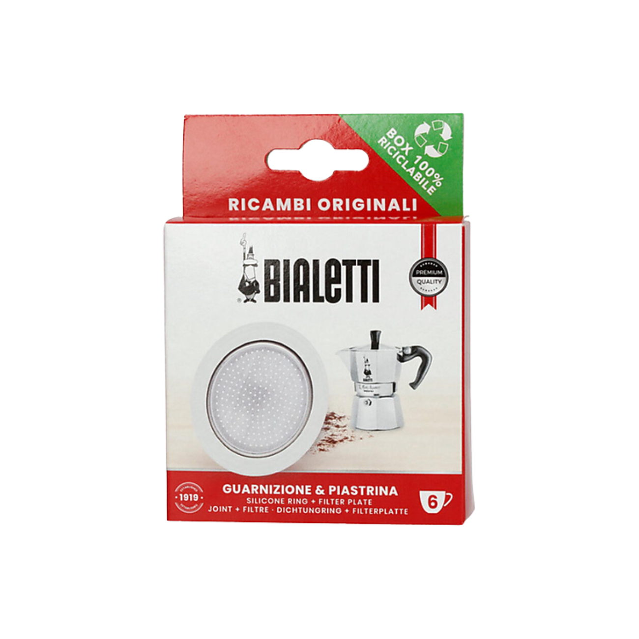 Bialetti - Vervangingsset, filterplaatje + 3 rubberen ringen (6-kops)