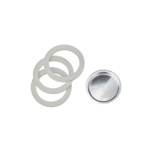 Bialetti - Vervangingsset, filterplaatje + 3 rubberen ringen (3/4-kops)