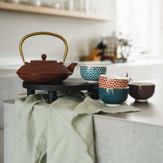 Bredemeijer - Theekopjes Pucheng brique / petrol (4 st)