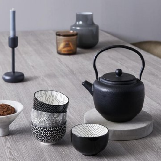 Bredemeijer - Theekopjes Pucheng zwart / wit (4 st)