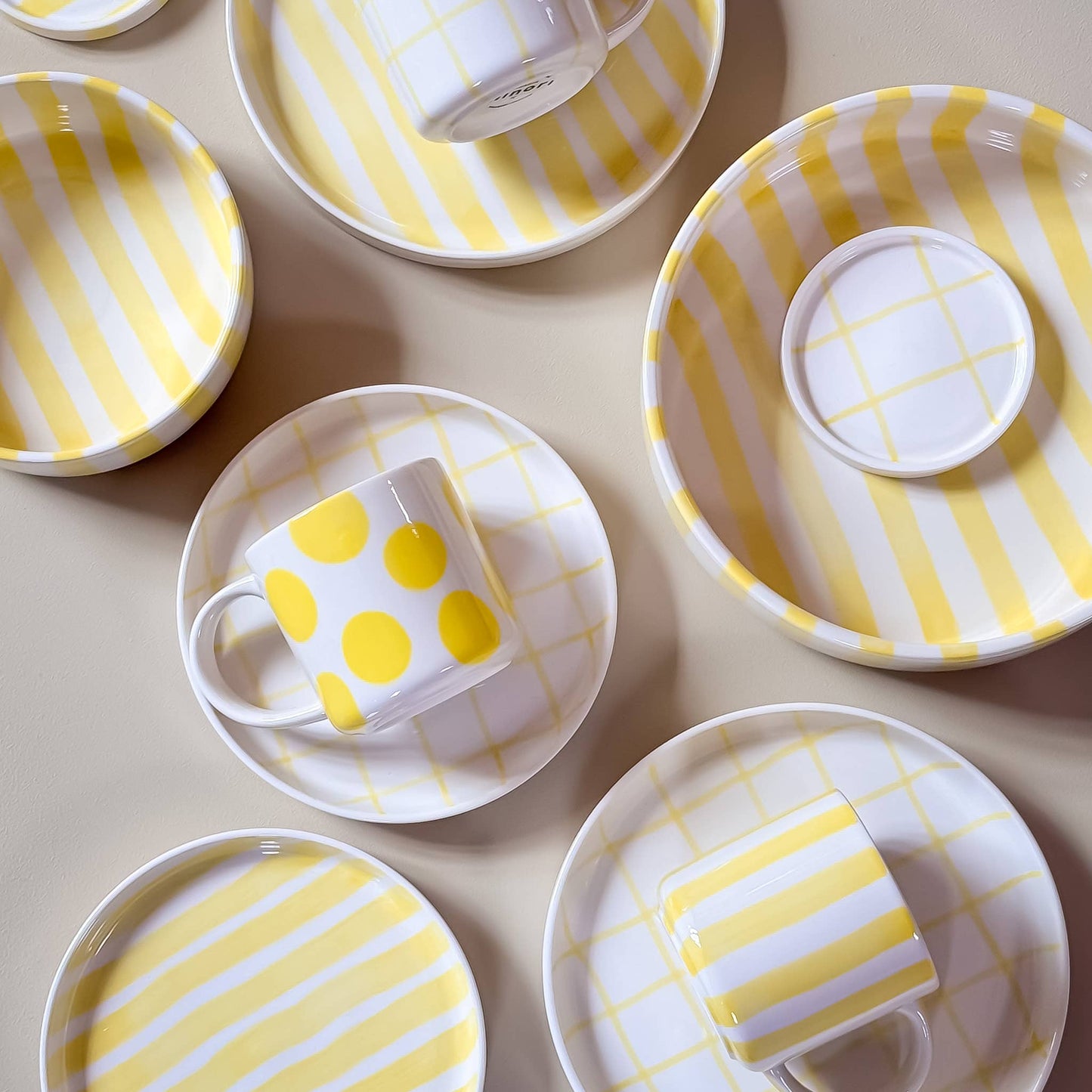 Magazin Minori - Set espressokopjes 'Spiaggia Giallo' (strepen)