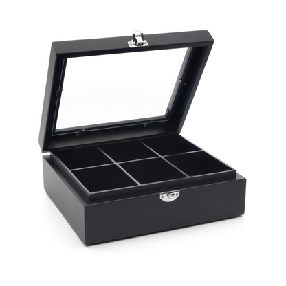 Bredemeijer - Theedoos bamboo zwart, 6-vaks