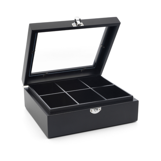 Bredemeijer - Theedoos bamboo zwart, 6-vaks