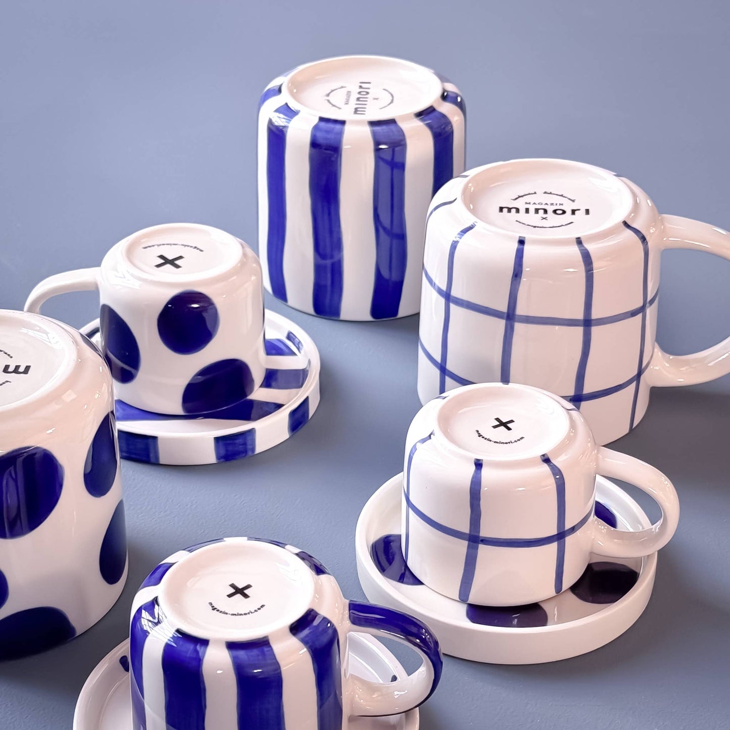 Magazin Minori - Set espressokopjes 'Mare Blu' (strepen)