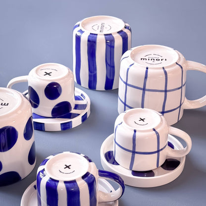 Magazin Minori - Set espressokopjes 'Mare Blu' (ruiten)