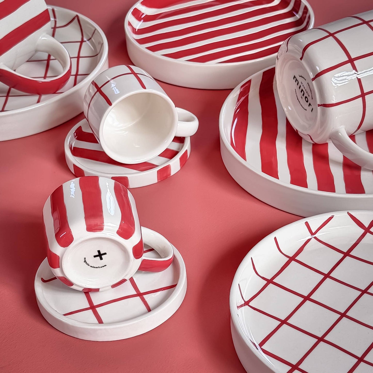 Magazin Minori - Set espressokopjes 'Tramonto Rosso' (strepen)