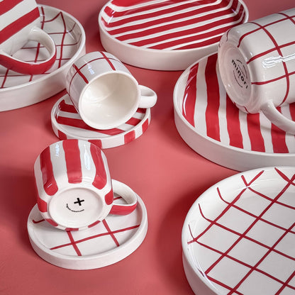 Magazin Minori - Set espressokopjes 'Tramonto Rosso' (strepen)