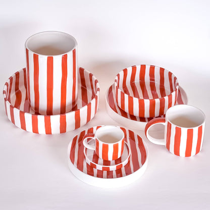 Magazin Minori - Set espressokopjes 'Cotto Oranje' (strepen)