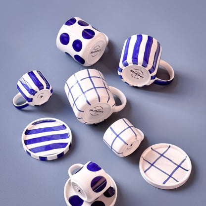 Magazin Minori - Set espressokopjes 'Mare Blu' (ruiten)