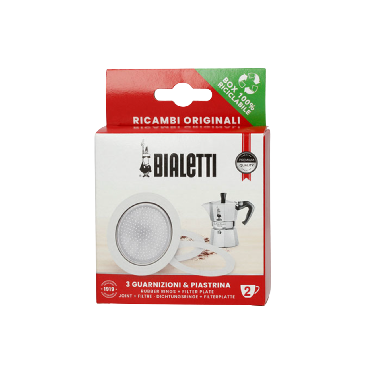 Bialetti - Vervangingsset, filterplaatje + 3 rubberen ringen (2-kops)