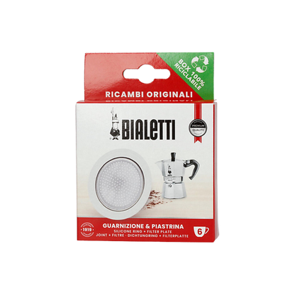 Bialetti - Vervangingsset, filterplaatje + 3 rubberen ringen (6-kops)