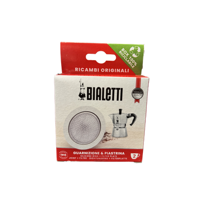 Bialetti - Vervangingsset, filterplaatje + 1 rubberen ringen (2-kops)
