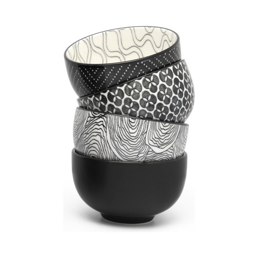 Bredemeijer - Theekopjes Pucheng zwart / wit (4 st)