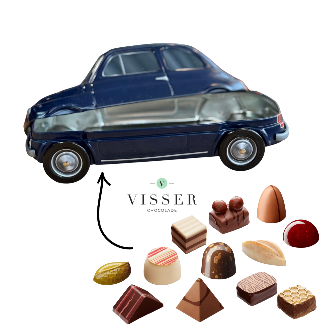 Fiat koekblik / cadeaublik donkerblauw