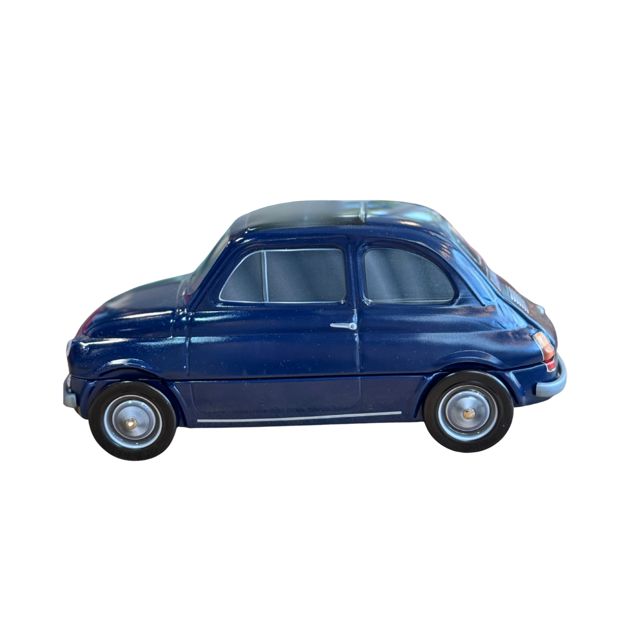 Fiat koekblik donkerblauw zijkant