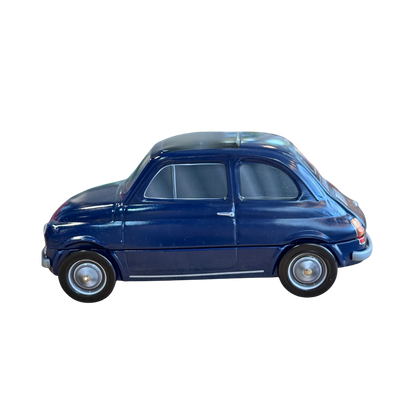 Fiat koekblik donkerblauw zijkant