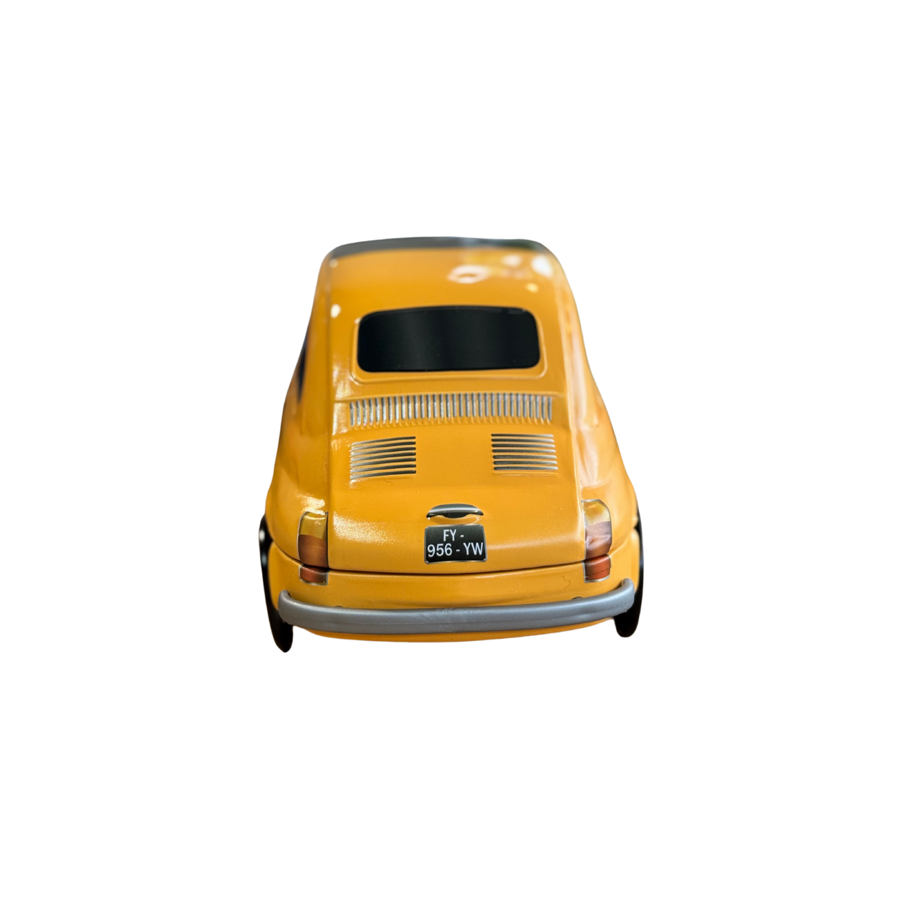 Fiat koekblik geel achterkant