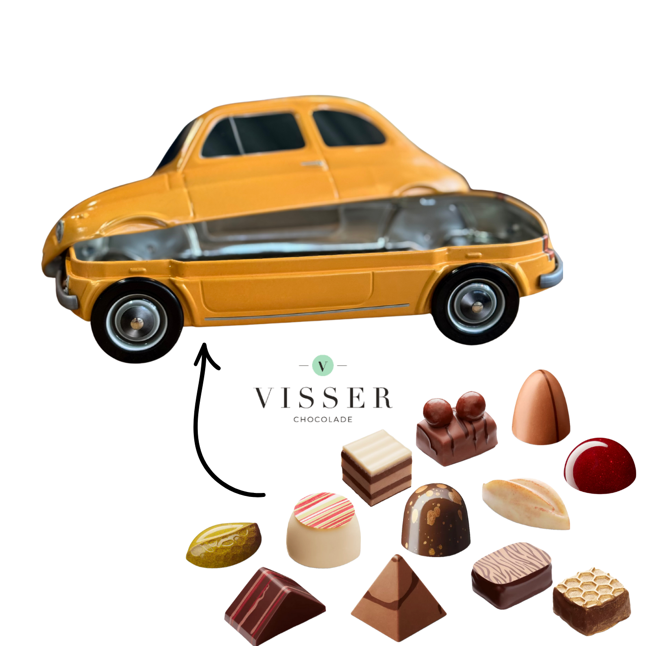 Fiat koekblik / cadeaublik geel