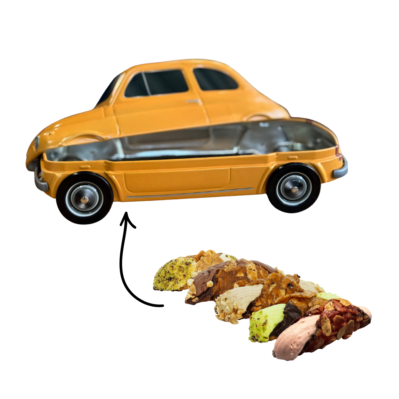 Fiat koekblik / cadeaublik geel