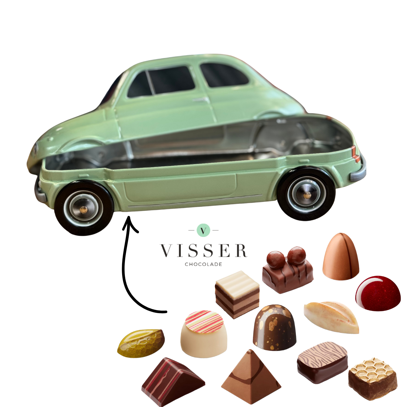 Fiat koekblik / cadeaublik groen