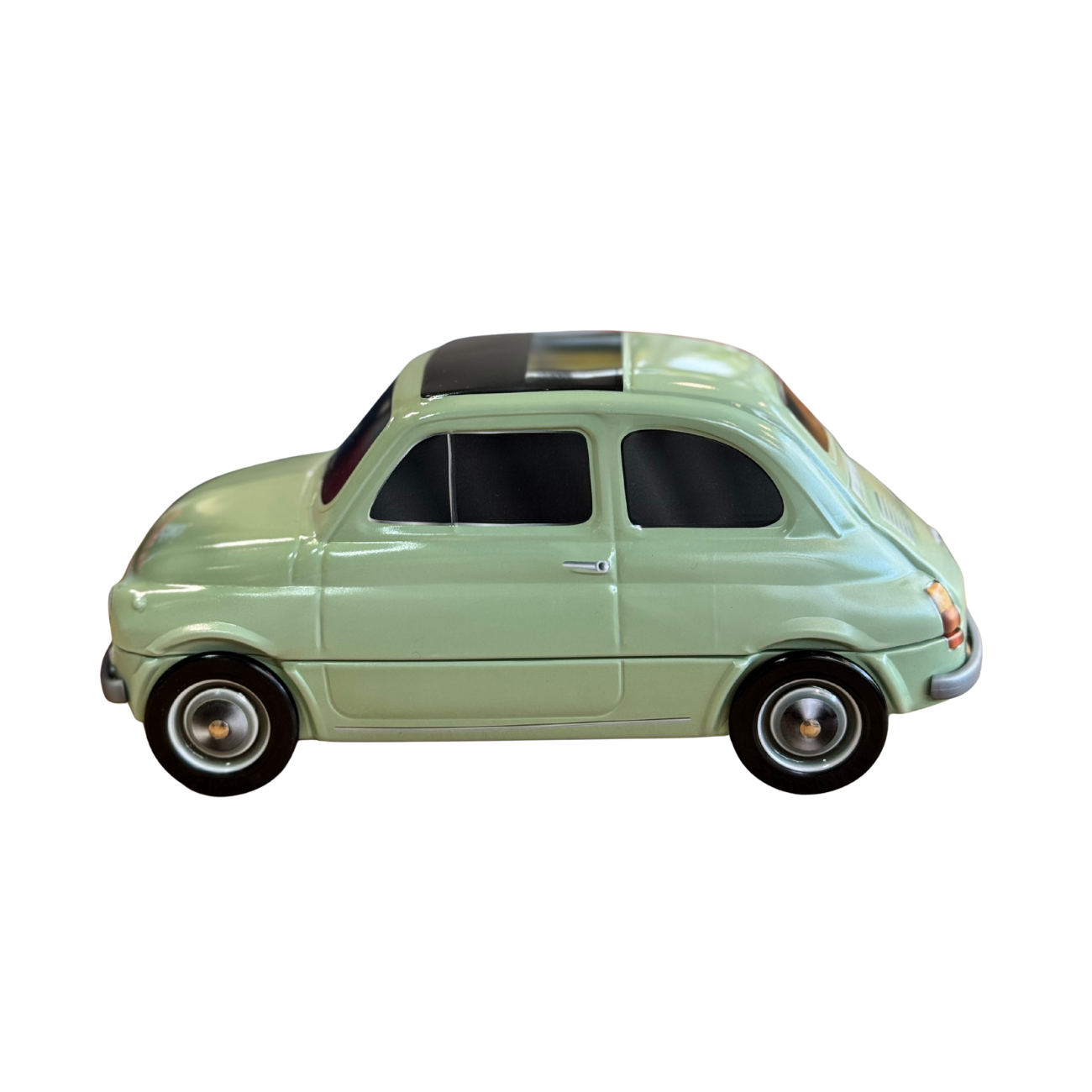 Fiat koekblik groen zijkant