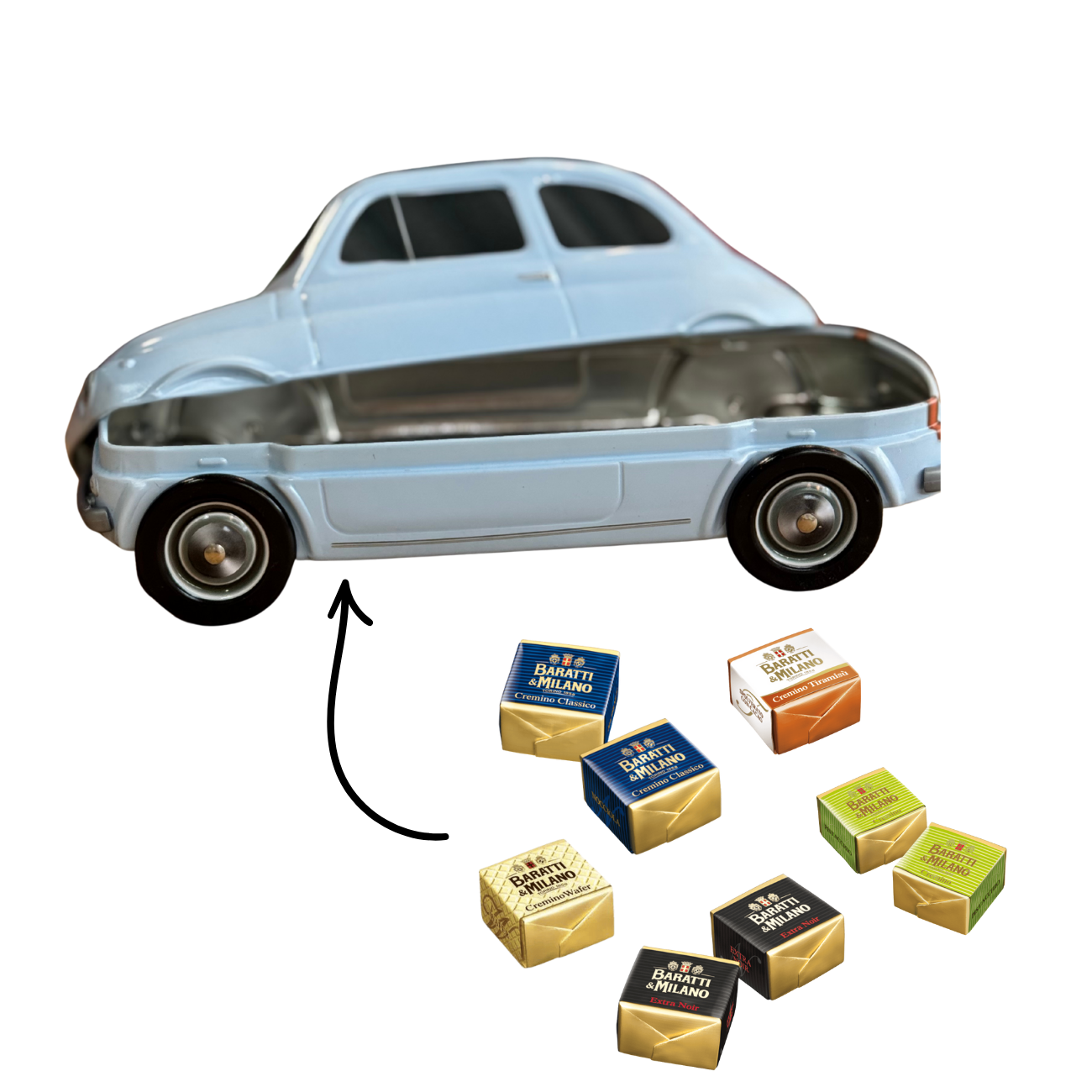 Fiat koekblik / cadeaublik lichtblauw