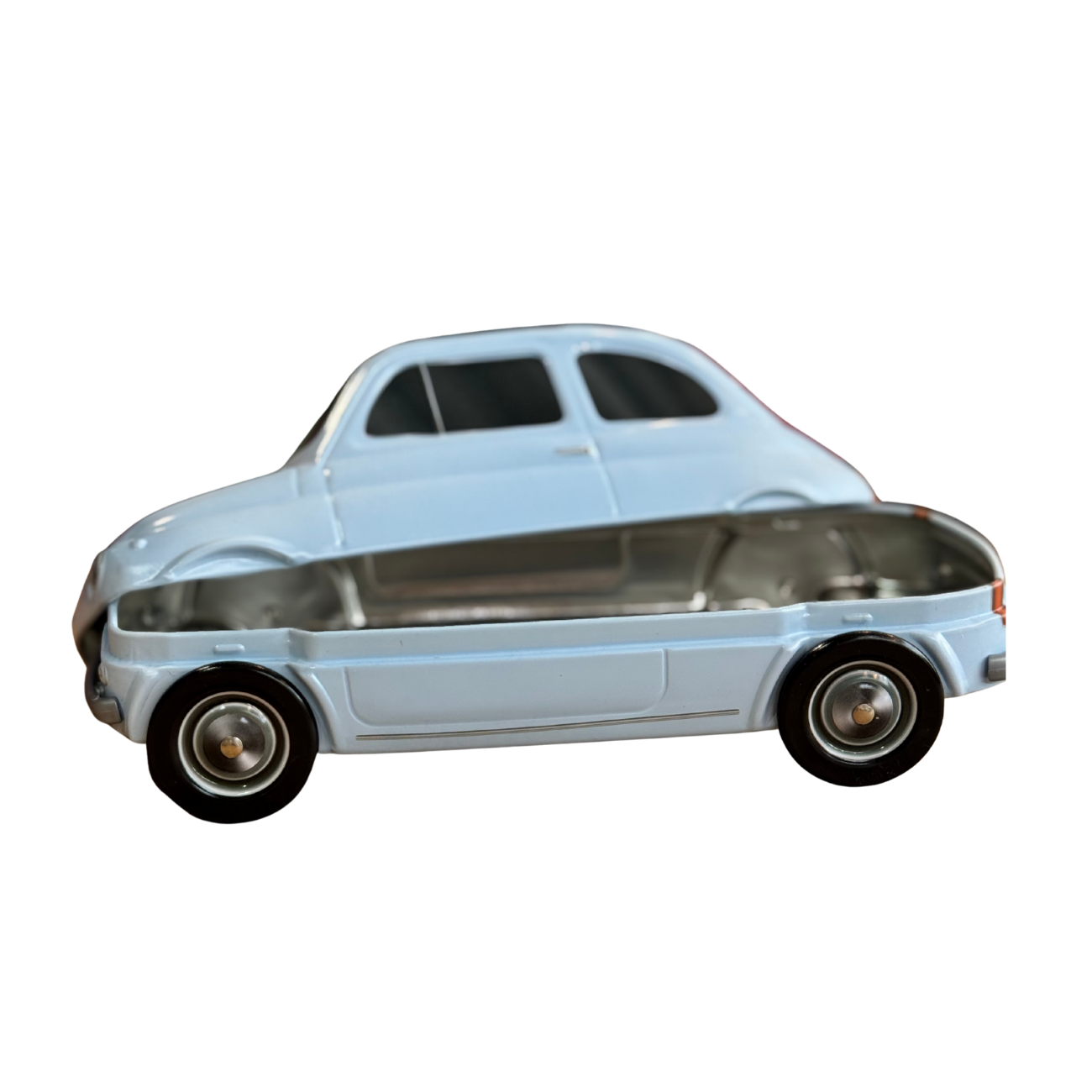 Fiat koekblik lichtblauw open