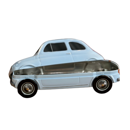 Fiat koekblik lichtblauw open