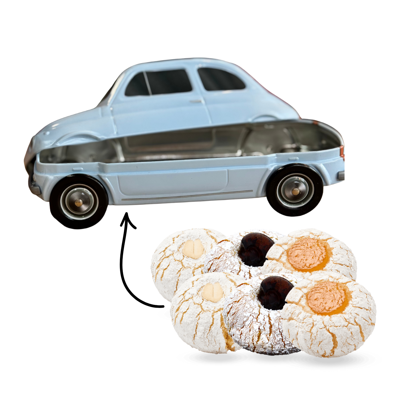 Fiat koekblik / cadeaublik lichtblauw