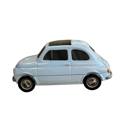 Fiat koekblik lichtblauw zijkant