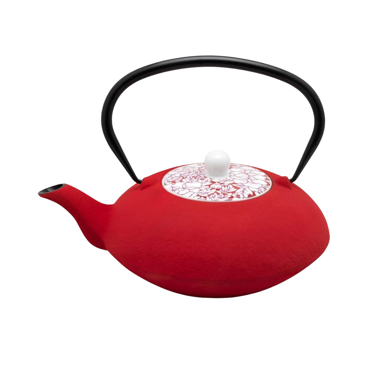 Bredemeijer - Theepot Yantai 1,2L Gietijzer + porselein 'Rood'