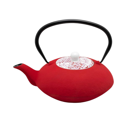 Bredemeijer - Theepot Yantai 1,2L Gietijzer + porselein 'Rood'