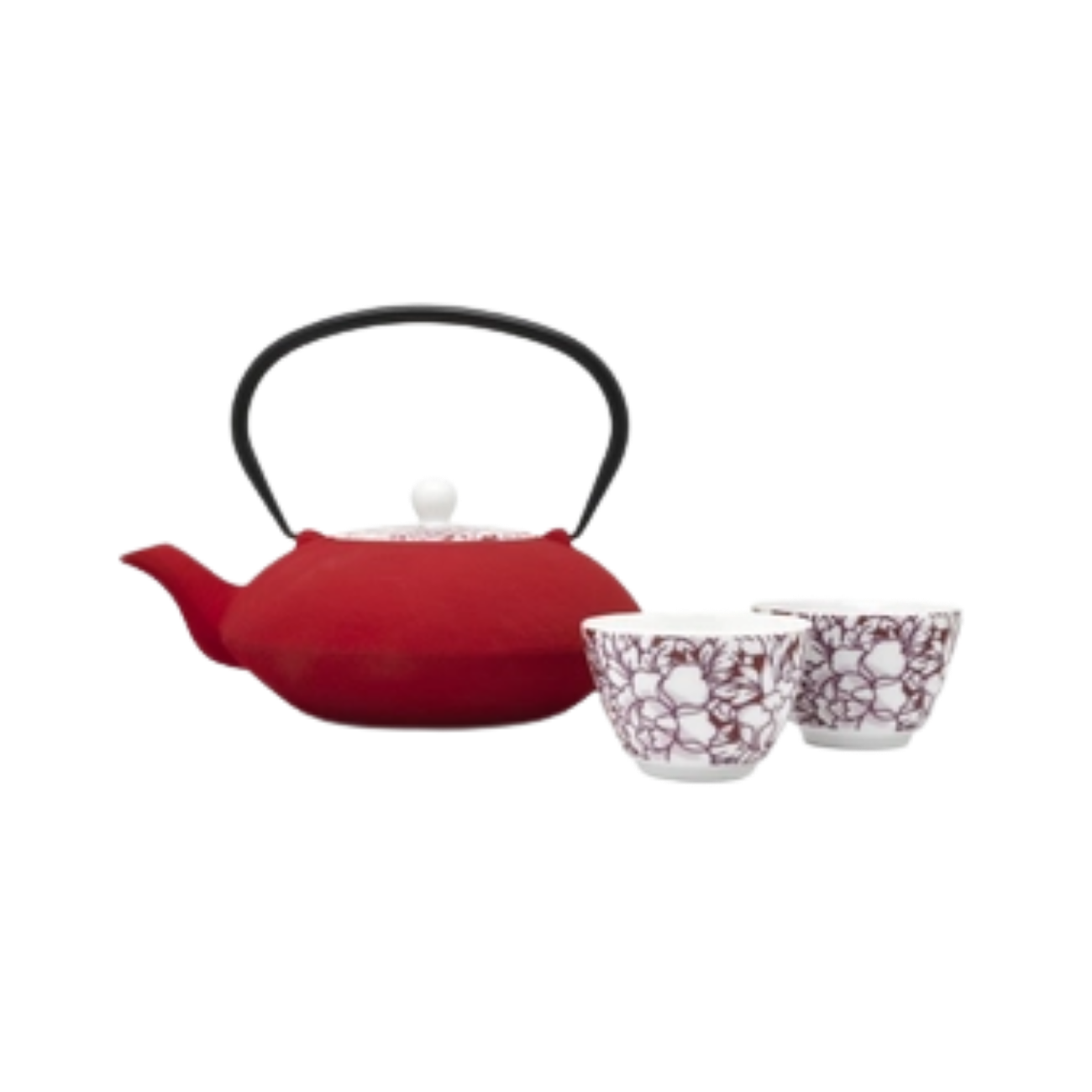 Bredemeijer - Theepot Yantai 1,2L Gietijzer + porselein 'Rood'
