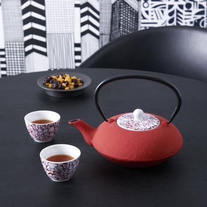 Bredemeijer - Theepot Yantai 1,2L Gietijzer + porselein 'Rood'