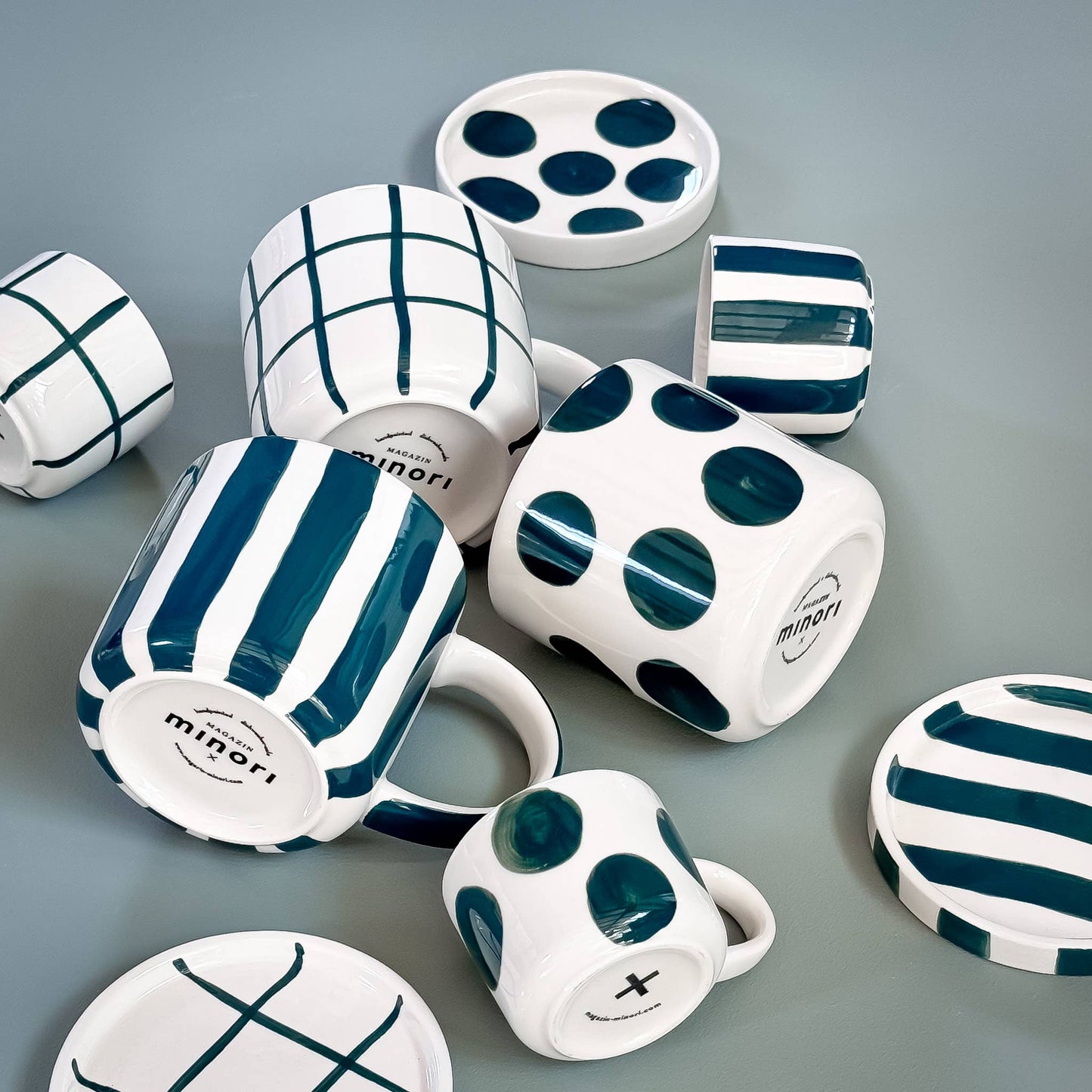 Magazin Minori - Set espressokopjes 'Tenero Verde' (strepen)