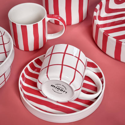 Magazin Minori - Set espressokopjes 'Tramonto Rosso' (strepen)