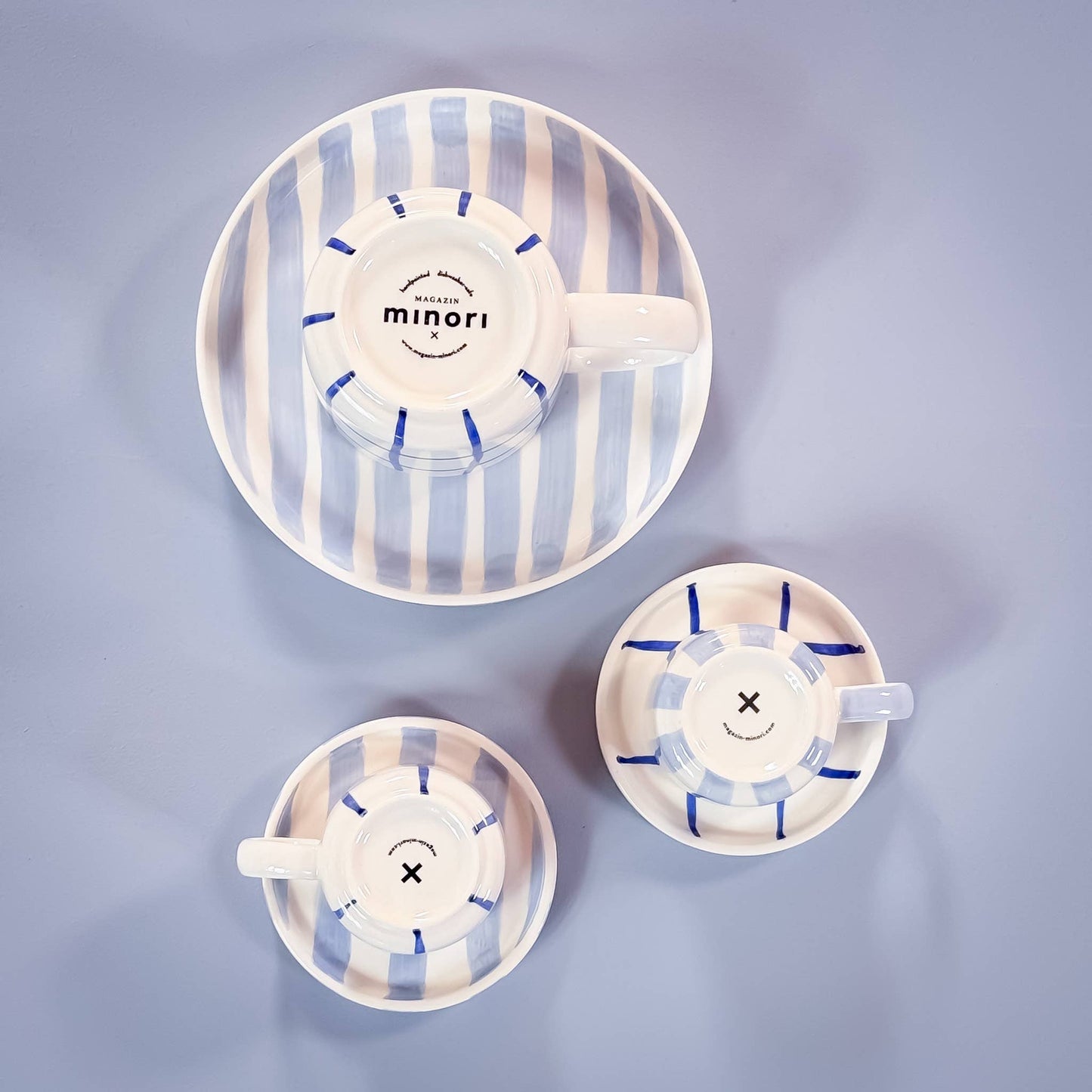 Magazin Minori - Set espressokopjes 'Morning Azzurro' (strepen)